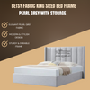 Betsy Fabric King Sized Bed Frame | Pearl Grey with Storage