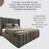 Luxury Winged Plush Velvet Bed Frame | Elegant Upholstered Design with Padded Headboard