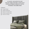 Luxury Winged Plush Velvet Bed Frame | Elegant Upholstered Design with Padded Headboard