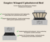 Empire Winged Upholstered Bed | Luxury Plush Velvet Bed Frame | Elegant Headboard & Footboard