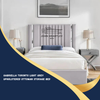 Gabriella Toronto Light Grey Upholstered Ottoman Storage Bed | Chrome Detail & Vertical Channel Headboard