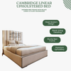 Cambridge Linear Upholstered Bed | Modern Bed Frame with Black Lining & Plush Headboard