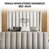 Winged Plush Velvet Ottoman Storage Bed Frame | Gas Lift-Up Frame with Padded Headboard