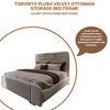 Toronto Plush Velvet Ottoman Storage Bed Frame | Luxury Upholstered Bed Frame