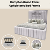 Hampton Grand Panel Upholstered Bed Frame | Plush Velvet & Ottoman Storage