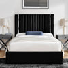 Gabriella Toronto Light Grey Upholstered Ottoman Storage Bed | Chrome Detail & Vertical Channel Headboard