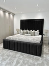 Hampton Grand Panel Upholstered Bed Frame | Plush Velvet & Ottoman Storage