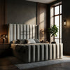 Winged Plush Velvet Ottoman Storage Bed Frame | Gas Lift-Up Frame with Padded Headboard