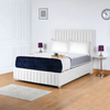 Milan Borcelle Grand Panel Upholstered Bed Frame | Plush Velvet & Ottoman Storage