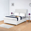 Parklane Chesterfield Scroll Bed Frame | Plush Velvet Upholstered Frame with Deep Buttoned Headboard & Footboard