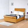 Parklane Chesterfield Scroll Bed Frame | Plush Velvet Upholstered Frame with Deep Buttoned Headboard & Footboard