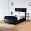 Milan Borcelle Grand Panel Upholstered Bed Frame | Plush Velvet & Ottoman Storage