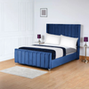 Empire Winged Upholstered Bed | Luxury Plush Velvet Bed Frame | Elegant Headboard & Footboard