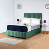 Milan Borcelle Grand Panel Upholstered Bed Frame | Plush Velvet & Ottoman Storage