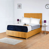Milan Borcelle Grand Panel Upholstered Bed Frame | Plush Velvet & Ottoman Storage