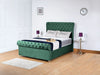 Parklane Chesterfield Scroll Bed Frame | Plush Velvet Upholstered Frame with Deep Buttoned Headboard & Footboard