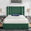 Gabriella Toronto Light Grey Upholstered Ottoman Storage Bed | Chrome Detail & Vertical Channel Headboard