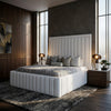 Hampton Grand Panel Upholstered Bed Frame | Plush Velvet & Ottoman Storage