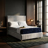Milan Borcelle Grand Panel Upholstered Bed Frame | Plush Velvet & Ottoman Storage
