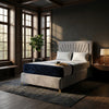 Clara Sunset Upholstered Bed Frame | Plush Velvet Wingback Headboard & Sturdy Base