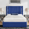 Gabriella Toronto Light Grey Upholstered Ottoman Storage Bed | Chrome Detail & Vertical Channel Headboard