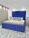 Hampton Grand Panel Upholstered Bed Frame | Plush Velvet & Ottoman Storage