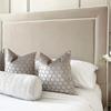 Elegance Piping Sleigh Bed Frame | Luxurious Upholstered Bed with Plain Headboard