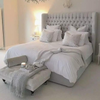 Darson Nevada Ottoman Bed Frame | Winged Plush Velvet Upholstered Bed