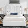 Gabriella Toronto Light Grey Upholstered Ottoman Storage Bed | Chrome Detail & Vertical Channel Headboard