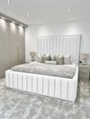 Hampton Grand Panel Upholstered Bed Frame | Plush Velvet & Ottoman Storage