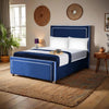 Ariana Borcelle Luxe Upholstered Bed Frame with Elegant Piping Detail – Modern Velvet Design & Sturdy Frame