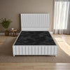 Milan Borcelle Grand Panel Upholstered Bed Frame | Plush Velvet & Ottoman Storage