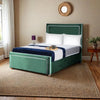 Ariana Borcelle Luxe Upholstered Bed Frame with Elegant Piping Detail – Modern Velvet Design & Sturdy Frame